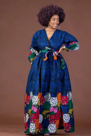 Abas Ankara Maxi Dress | Blue African Print