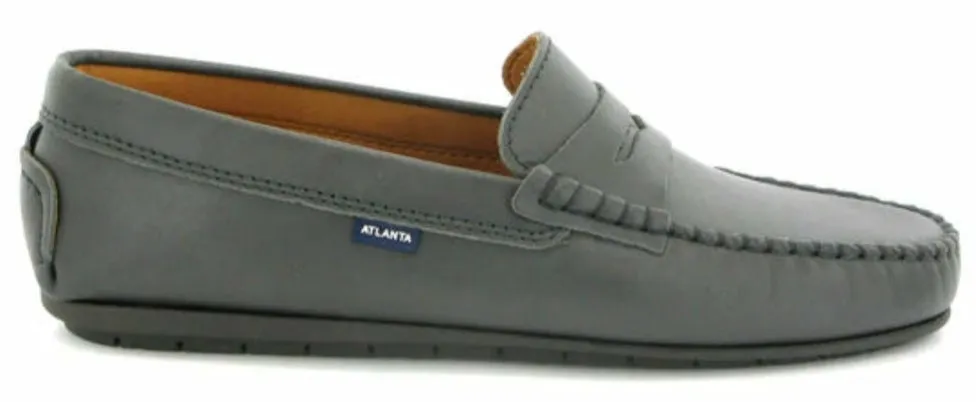 Altanta Moccasin Dark Grey Smooth Leather Penny Loafer