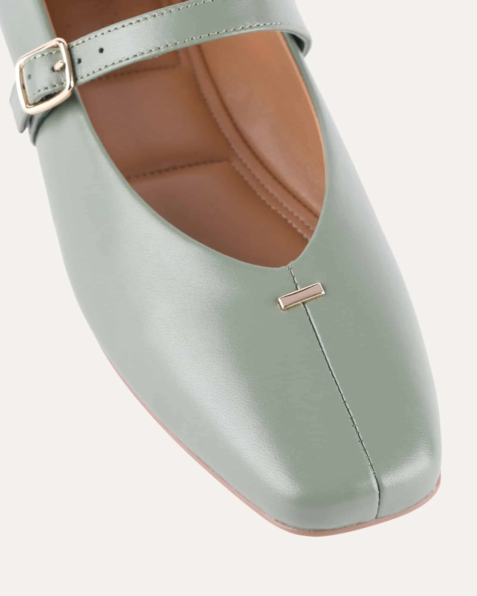 APRIL CASUAL FLATS PISTACHIO GREEN LEATHER