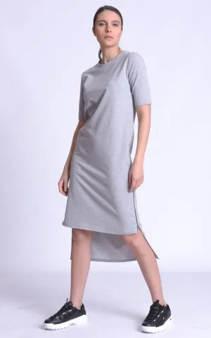 Asymmetric T-Shirt Gray Dress