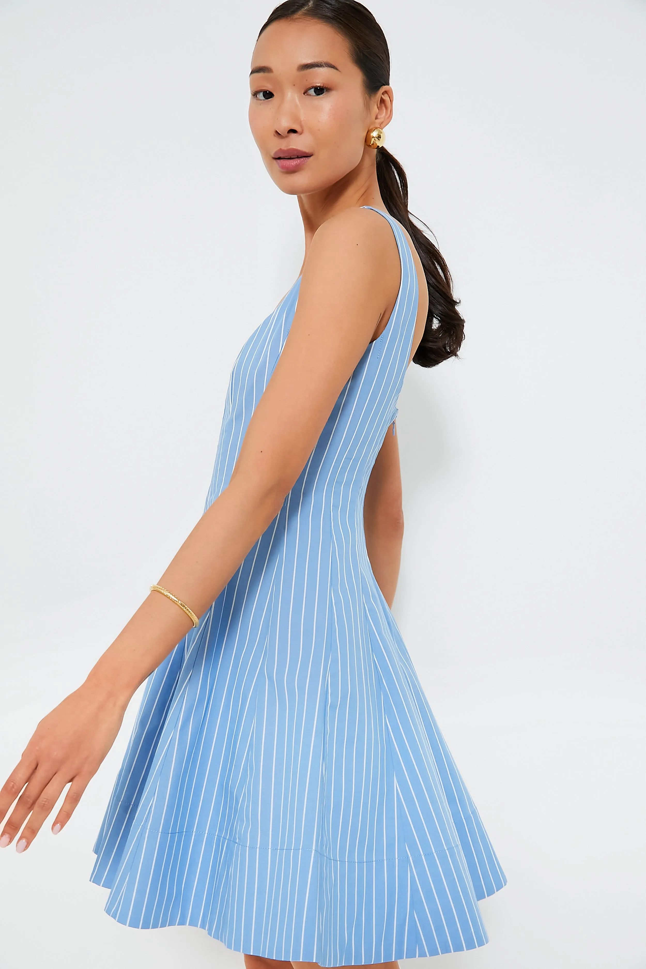 Azure Pinstripe Mini Wells Dress