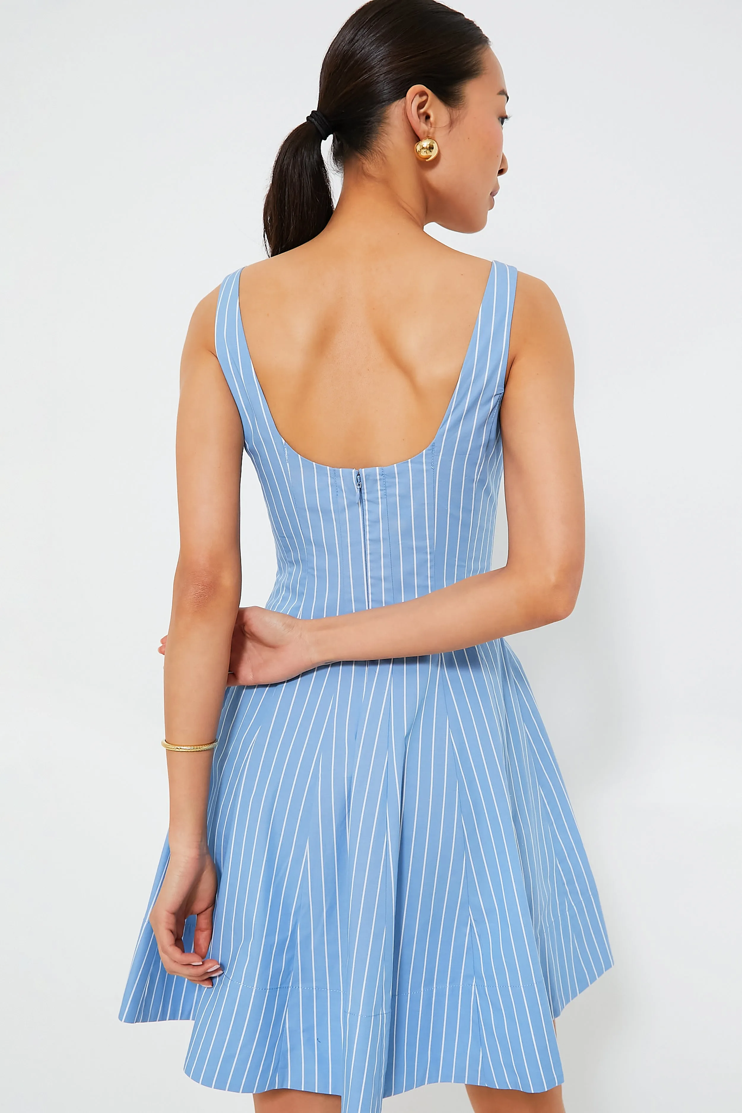 Azure Pinstripe Mini Wells Dress