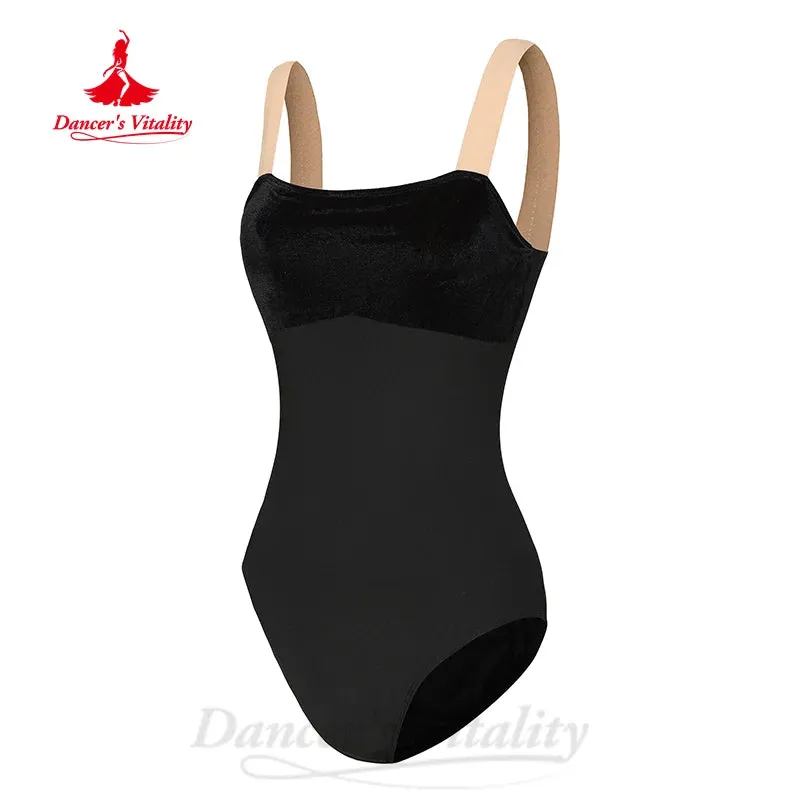 Ballet Dance Leotards Female Velvet Suspender Figure Training Suit Women Art Exam Gymnastics Yoga Bodysuit Girl's Ballet Top