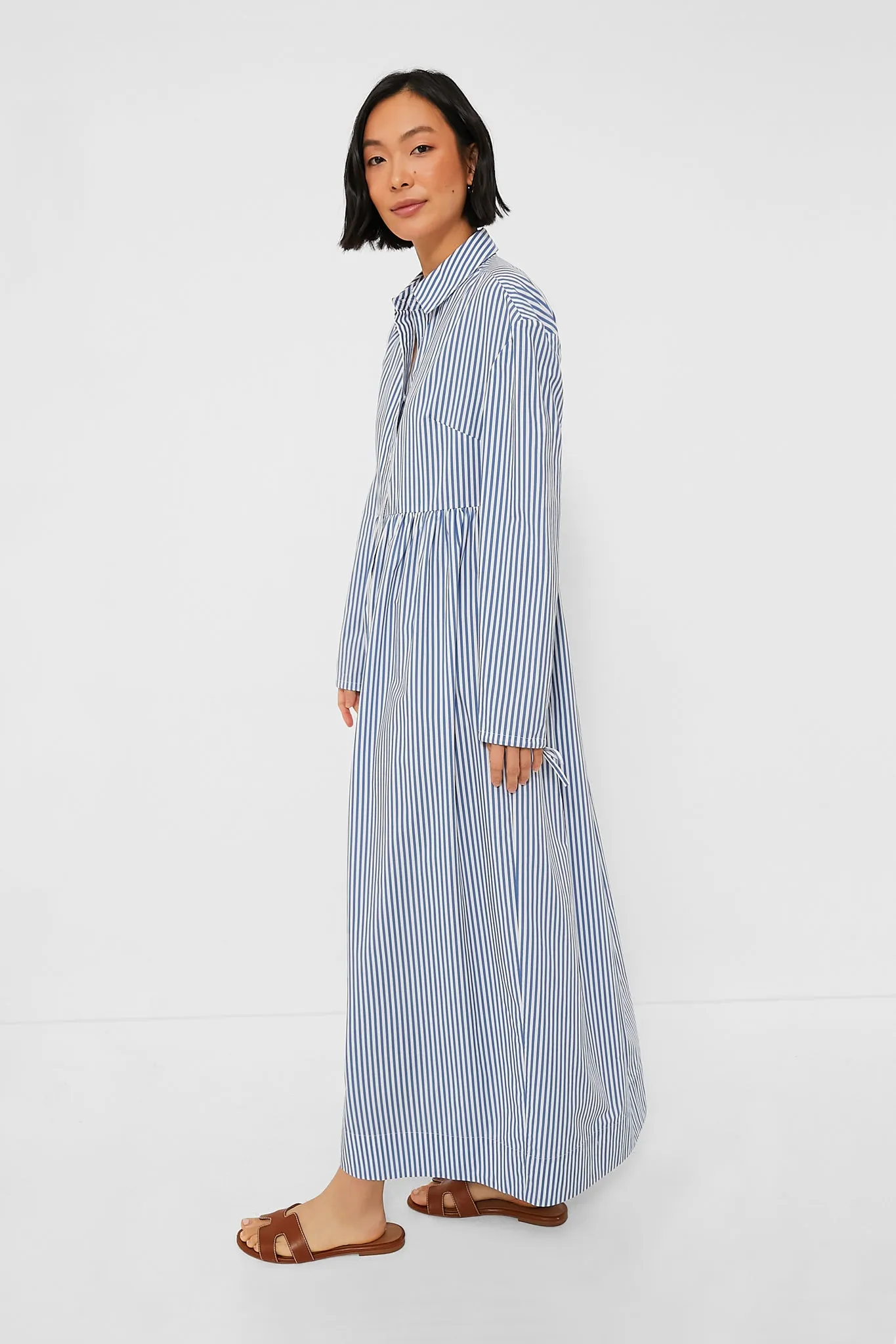 Beach Stripe Poplin Maxi Shirtdress