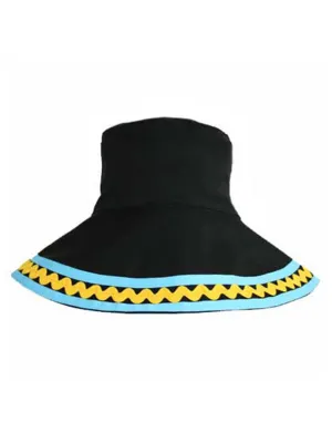 Black Bucket Hat With Blue & Yellow Trim