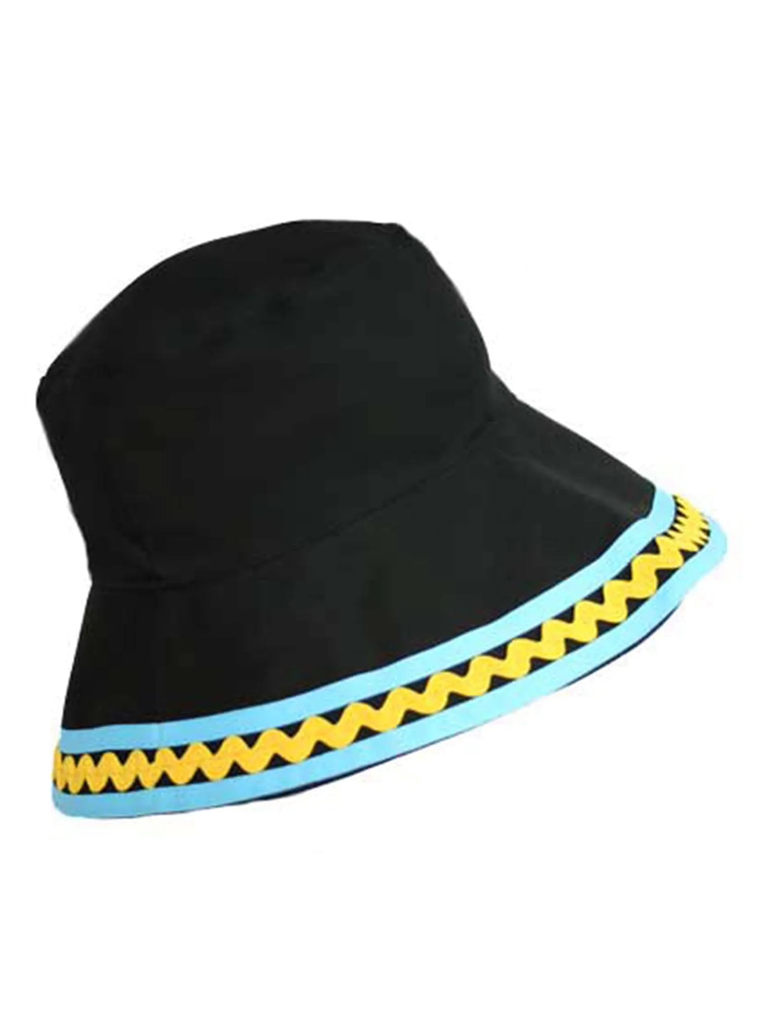 Black Bucket Hat With Blue & Yellow Trim