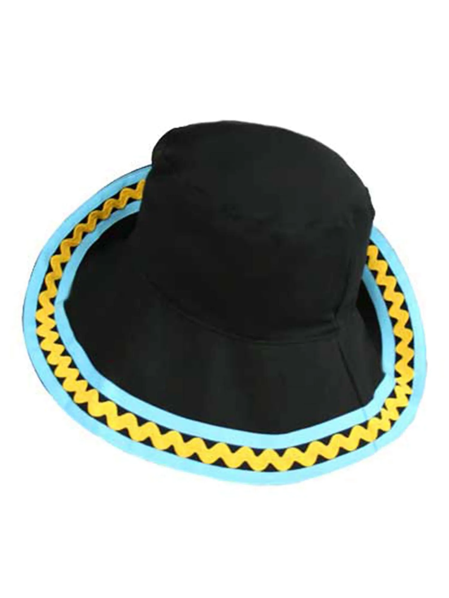 Black Bucket Hat With Blue & Yellow Trim