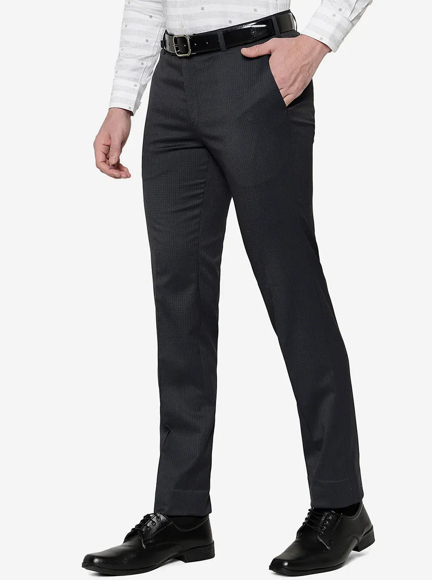 Black Checked Slim Fit Formal Trouser | JB Studio