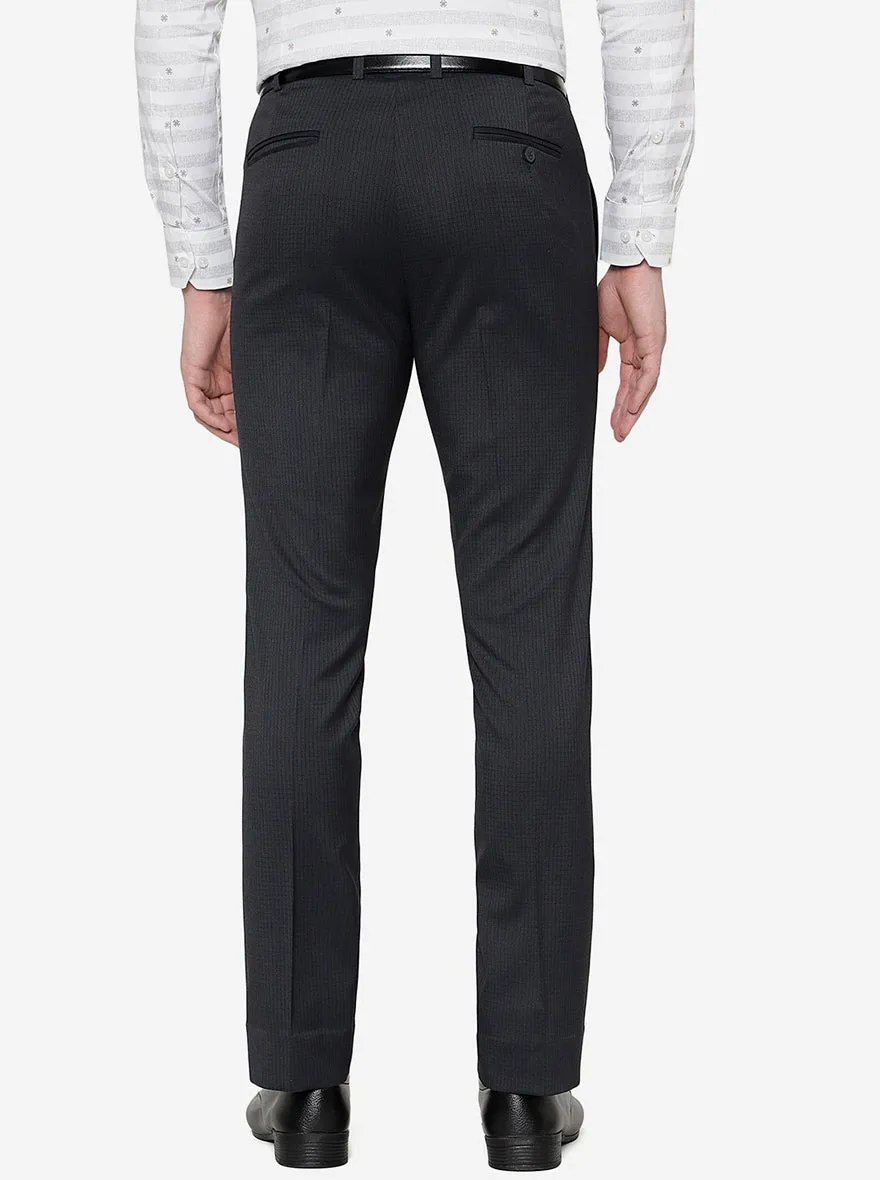 Black Checked Slim Fit Formal Trouser | JB Studio