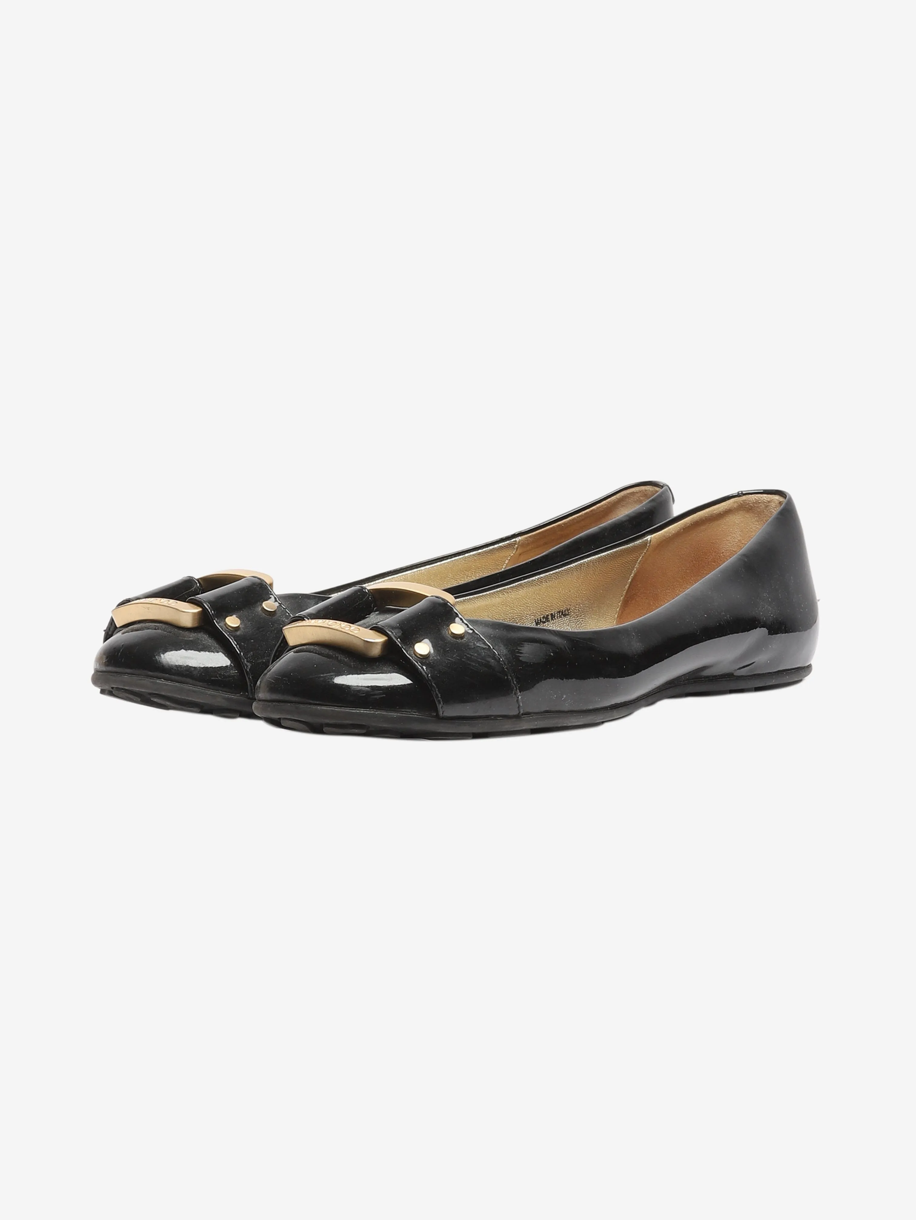 Black patent leather ballet flats - size EU 38