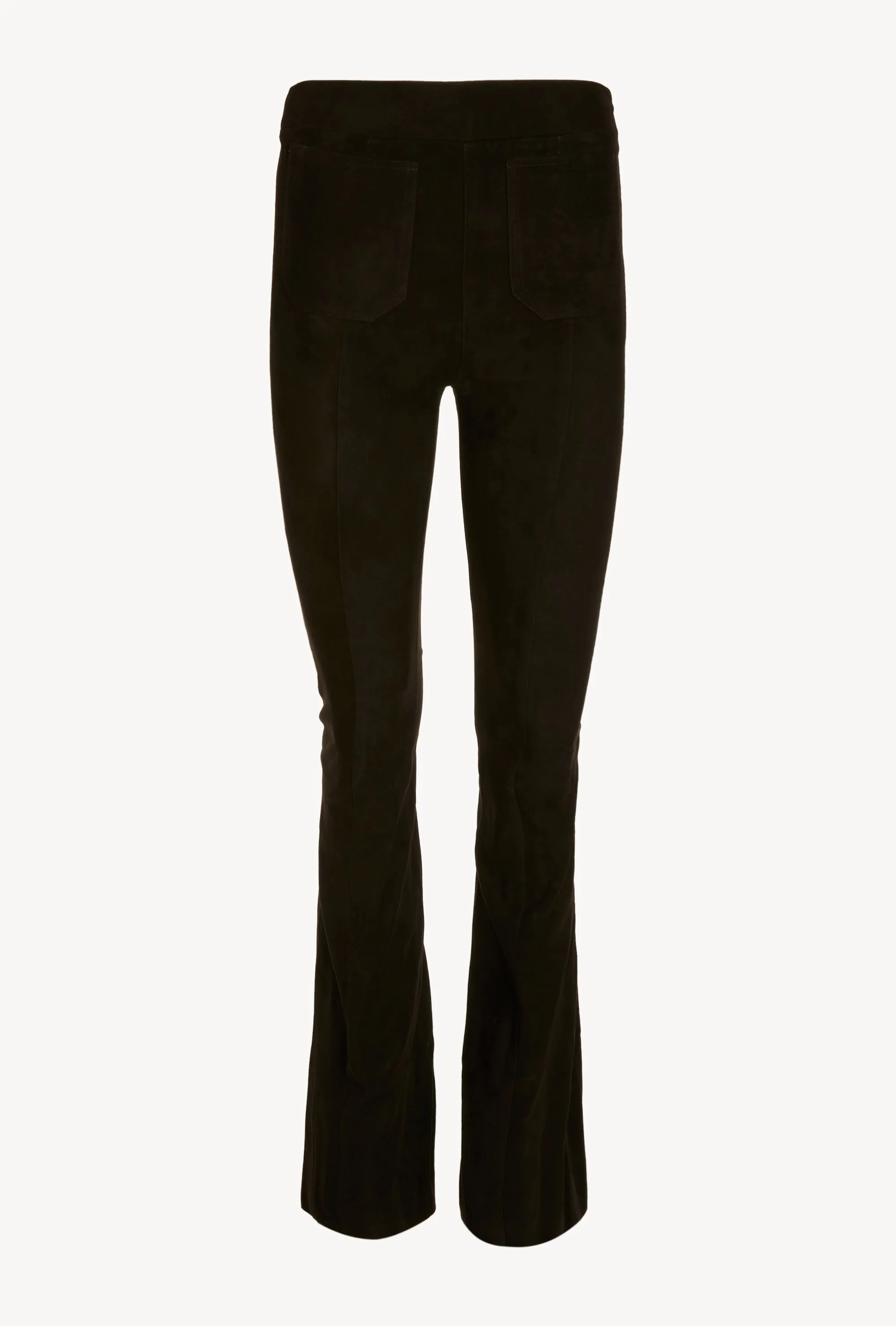 Black Suede Patch Pocket Super Flare Pants