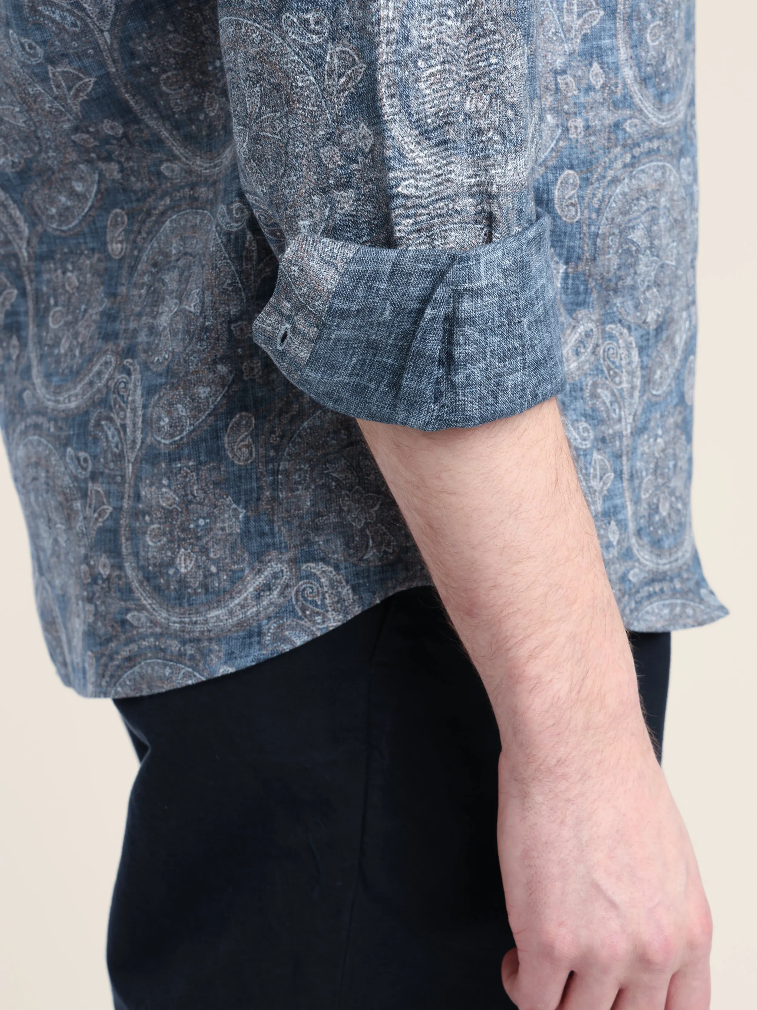 Blue Paisley Cotton Shirt