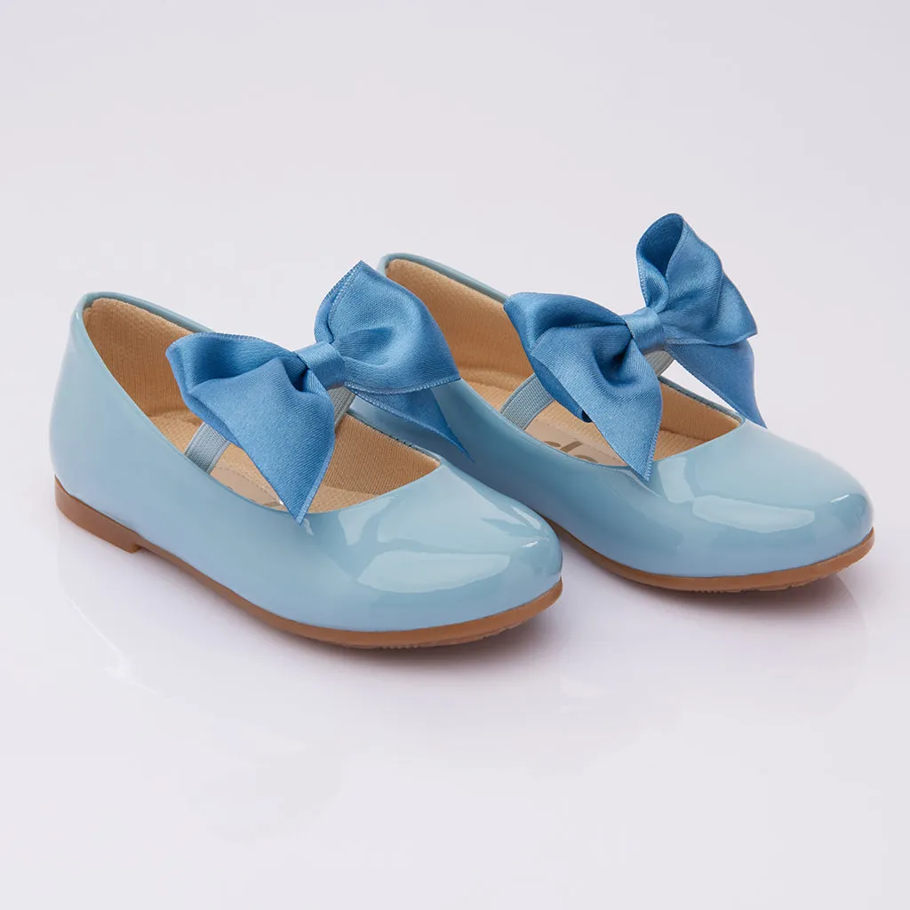 Blue Patent Baby Bow Flats