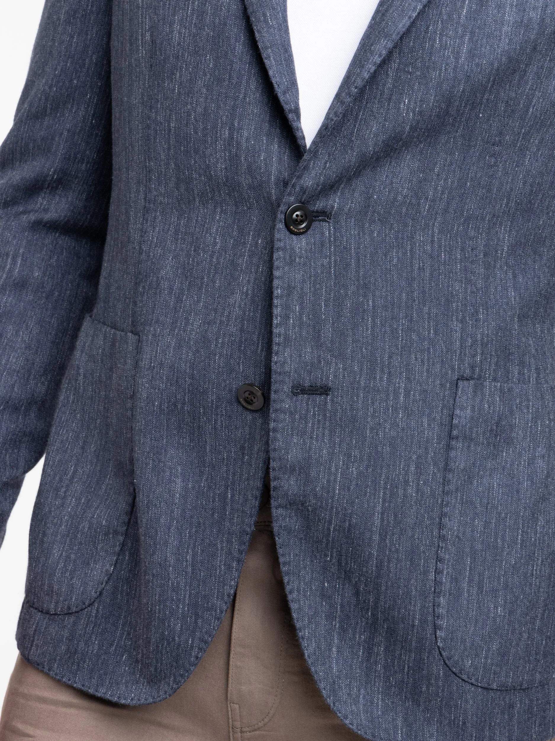 Blue Wool-Silk-Linen K-Jacket