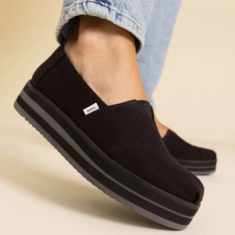 Canvas Platform Black Shoes