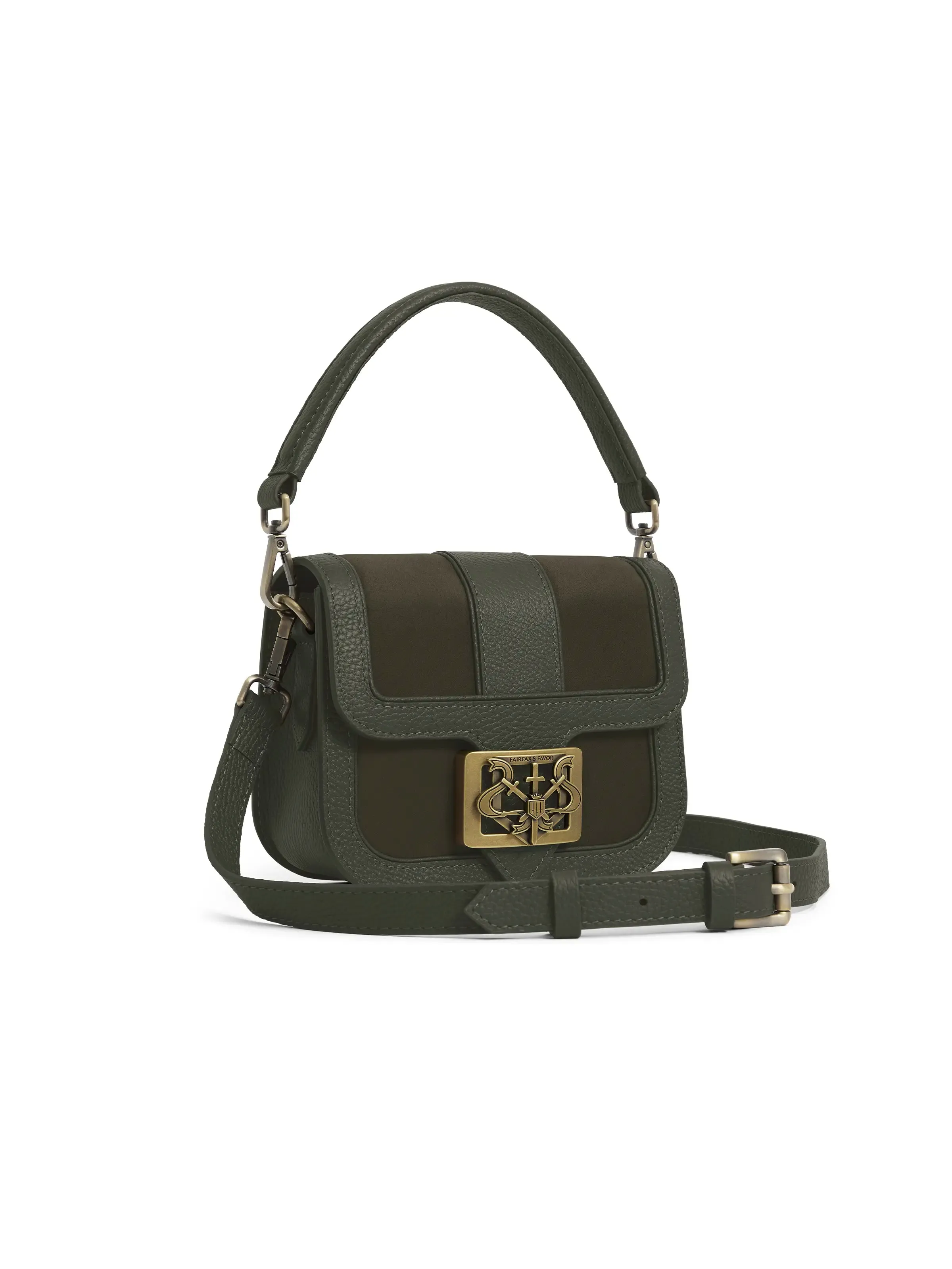 Luxurious Moss Green Suede Handbag - Clarence Collection