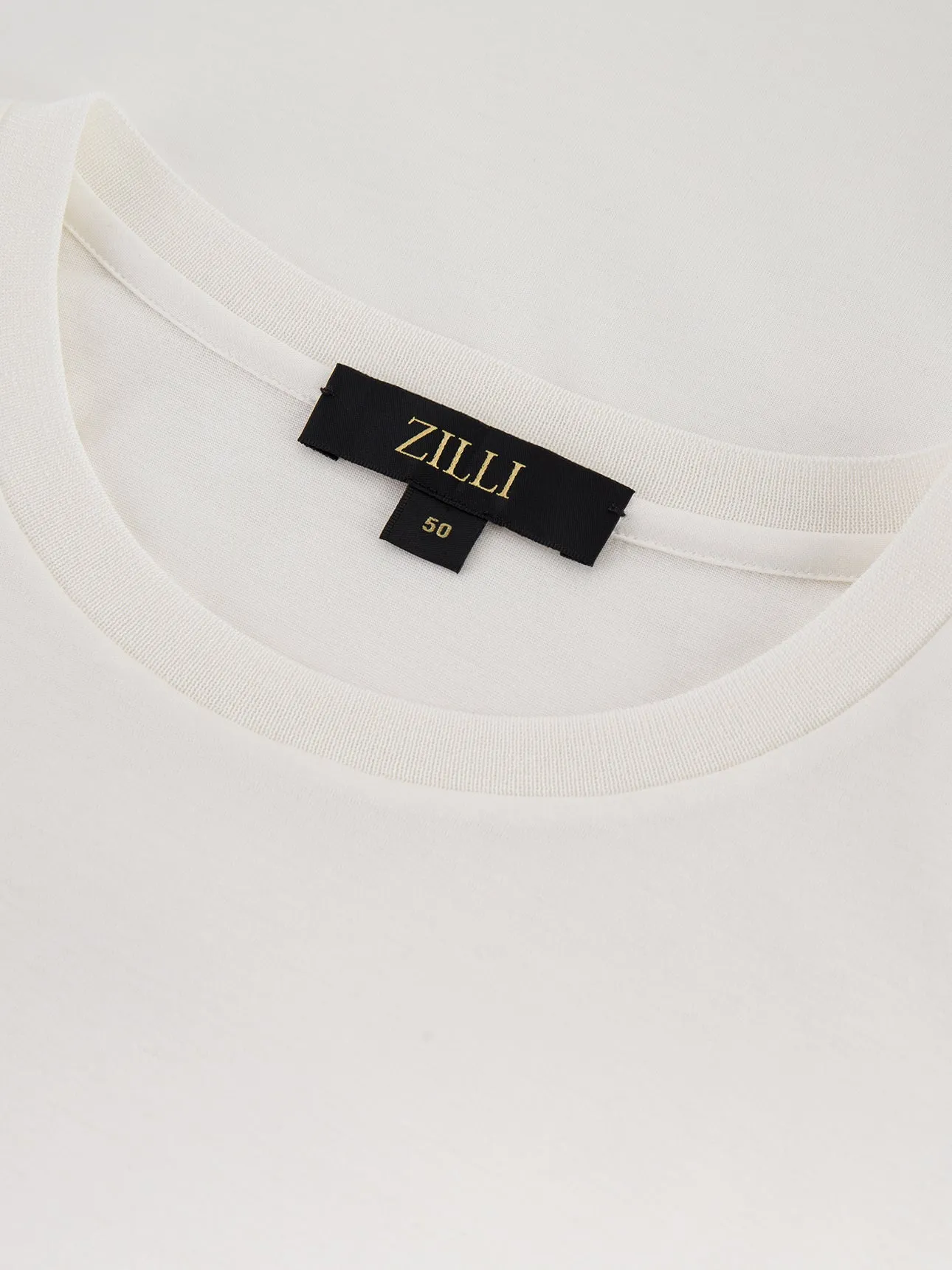 Cotton Round Neck Shirt with Micro Framed Zilli Lettering