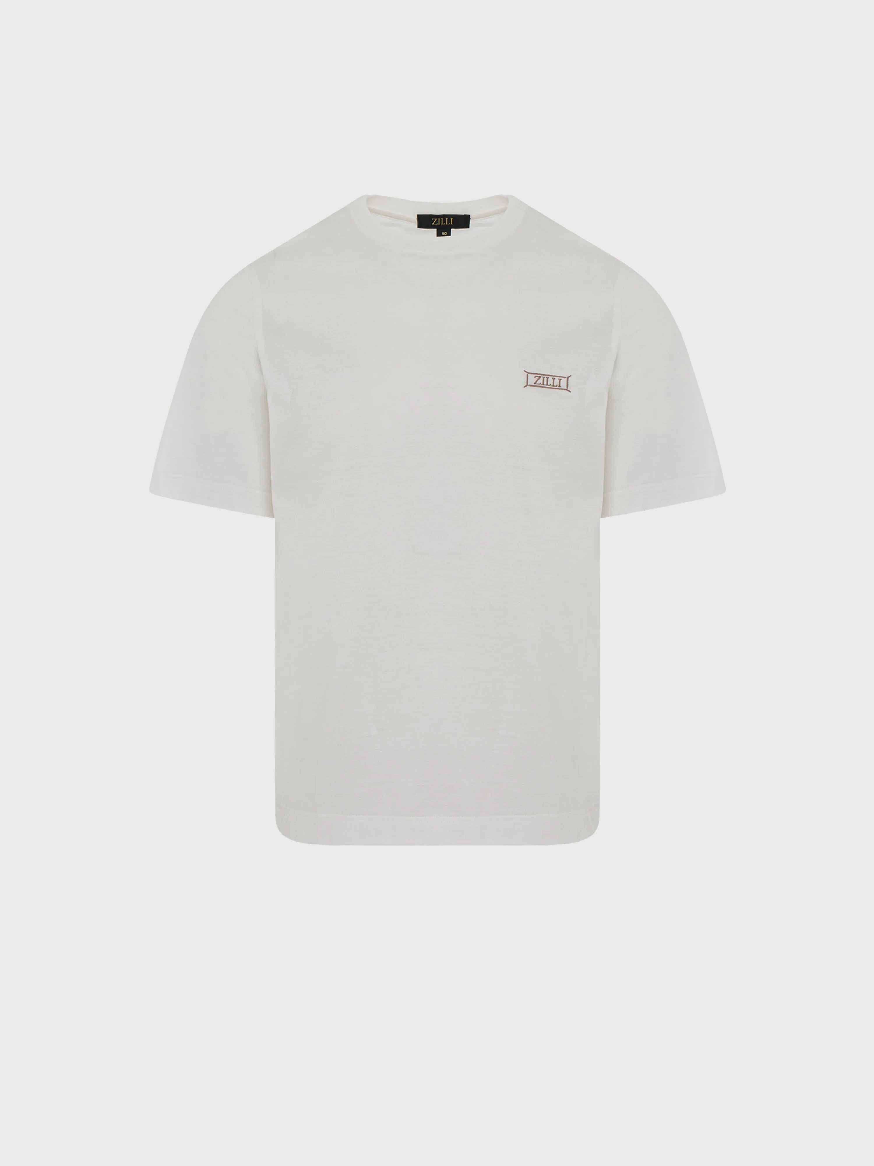 Cotton Round Neck Shirt with Micro Framed Zilli Lettering