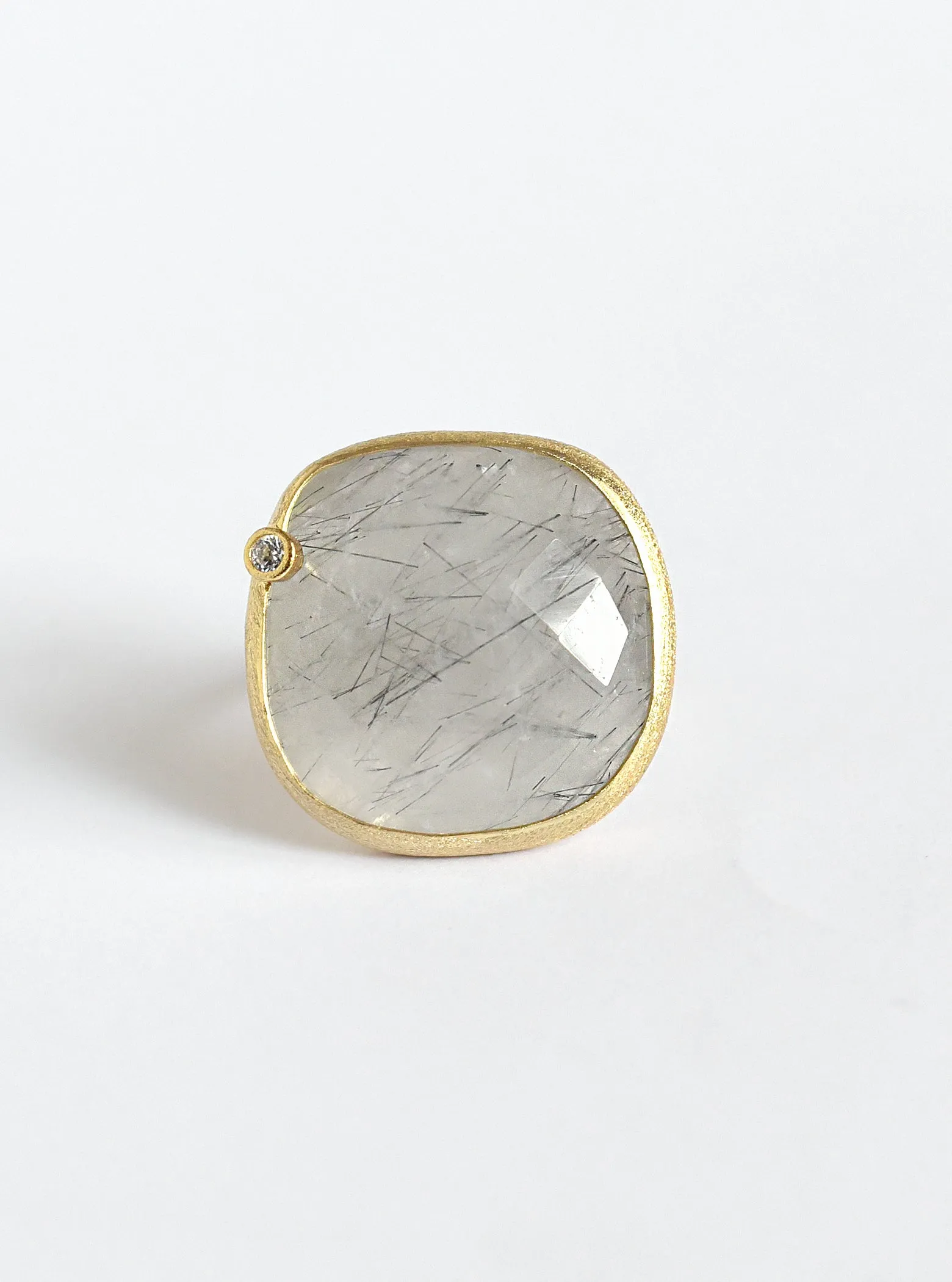 Cushion Shape Gemstone with CZ Ring