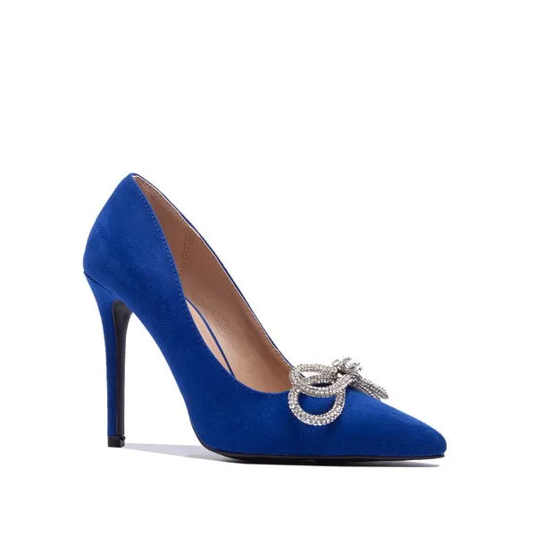 Destiny glitter bow high heels, Royal blue