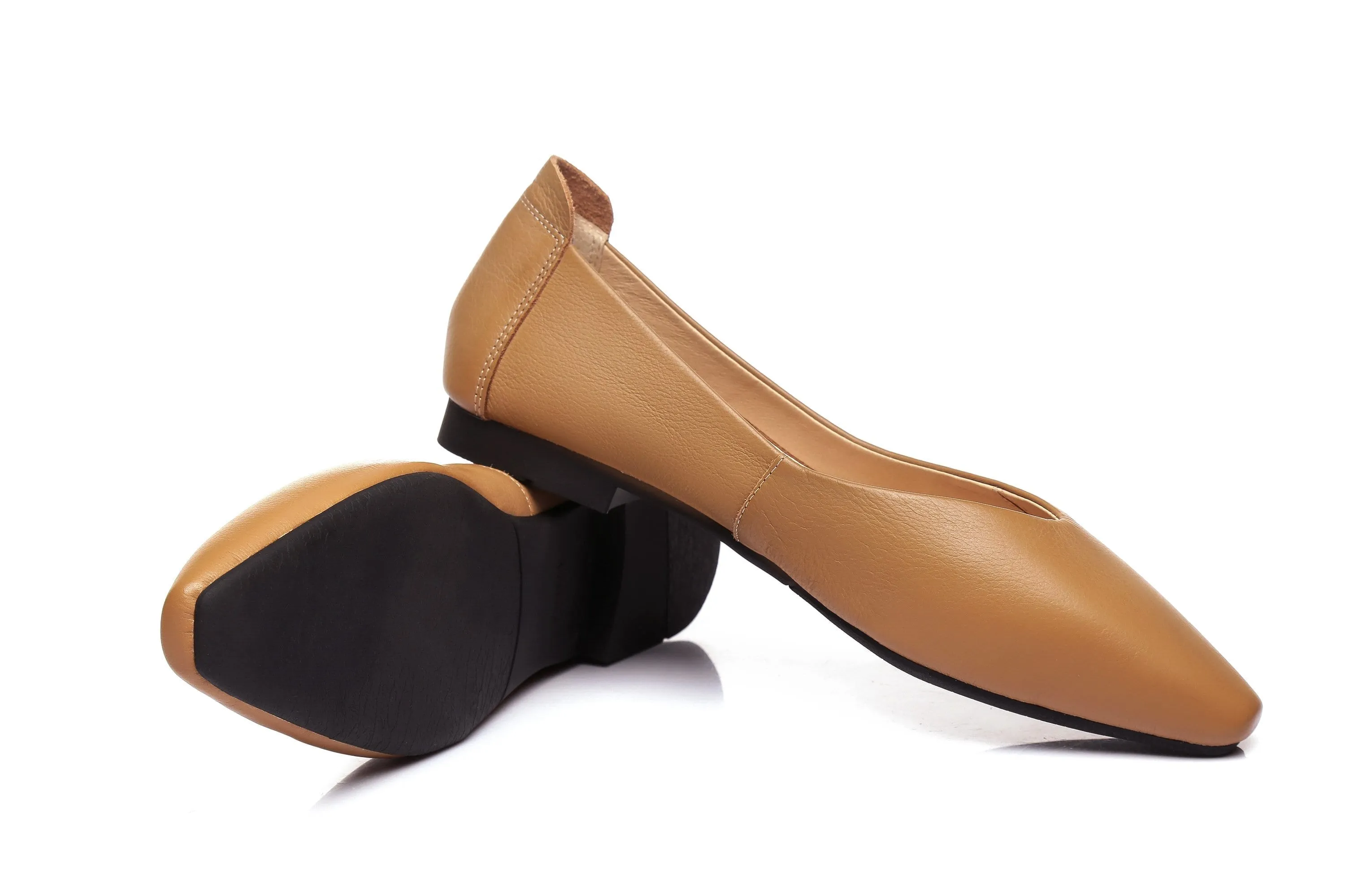 Everly Leather Pointed Toe Ballet Flats