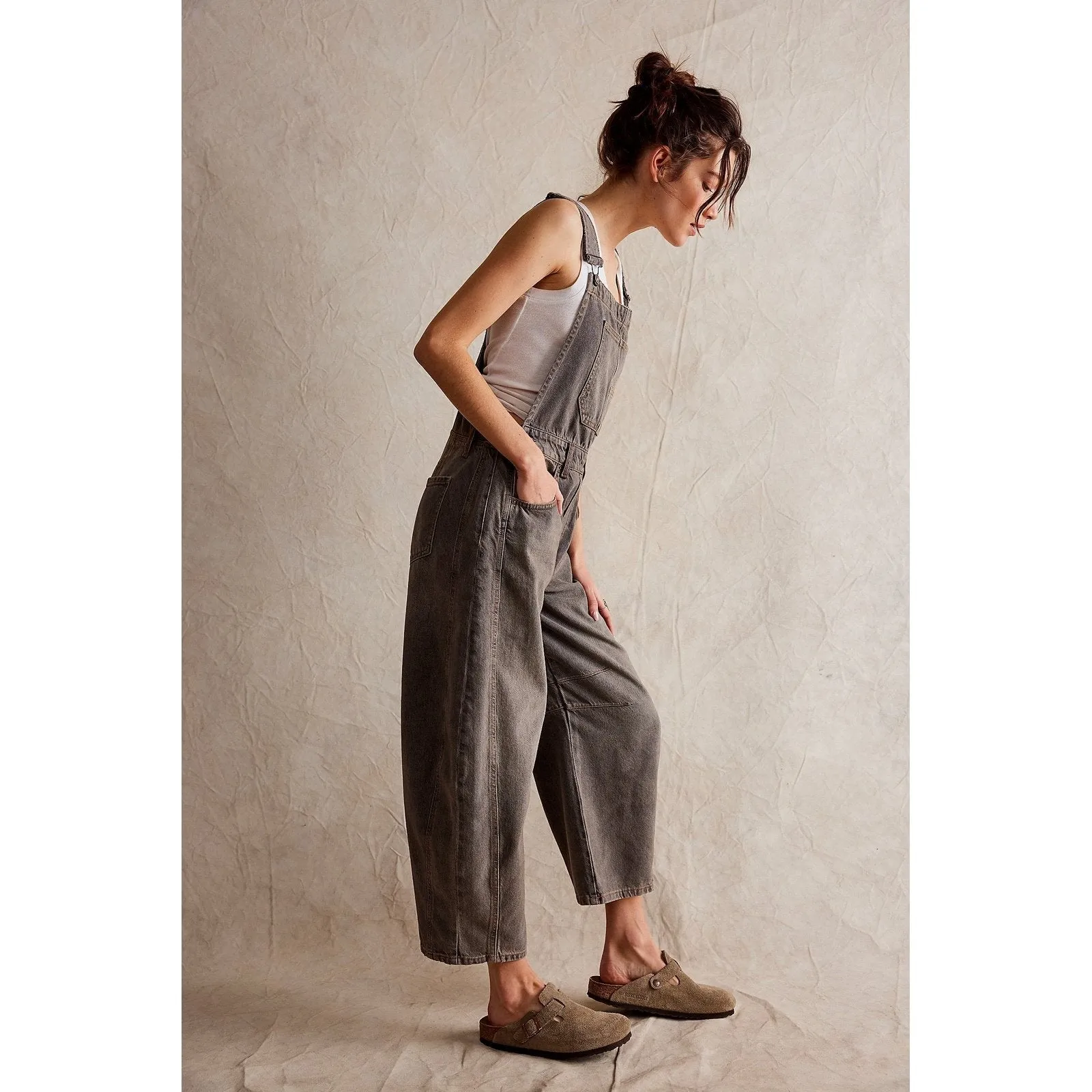 Free People Good Luck Barell Overalls