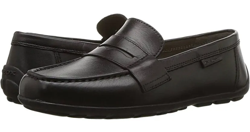 Geox Fast Black Leather Moccasin Loafer