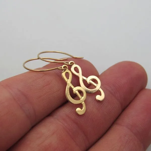 Gold Filled Treble Clef Earrings