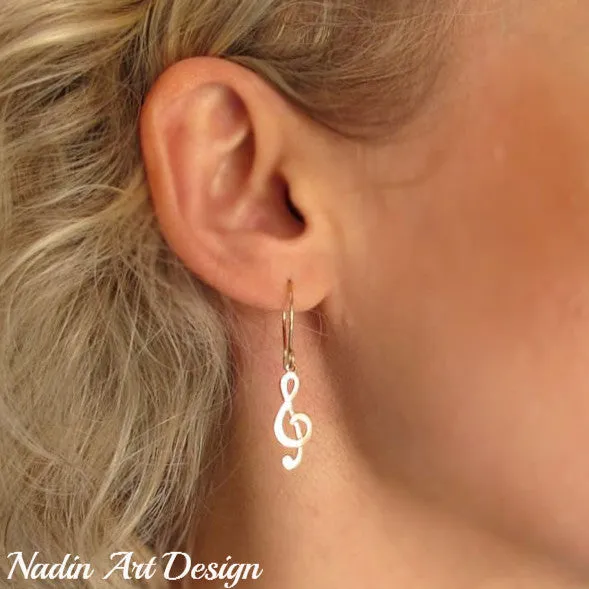 Gold Filled Treble Clef Earrings