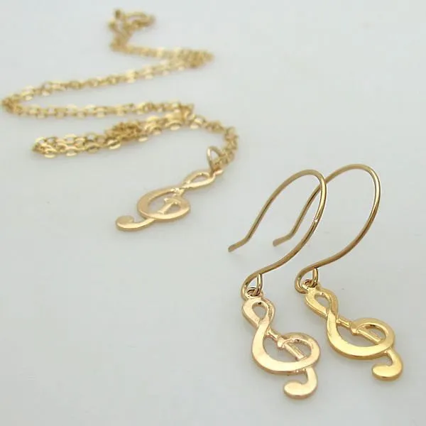 Gold Filled Treble Clef Earrings