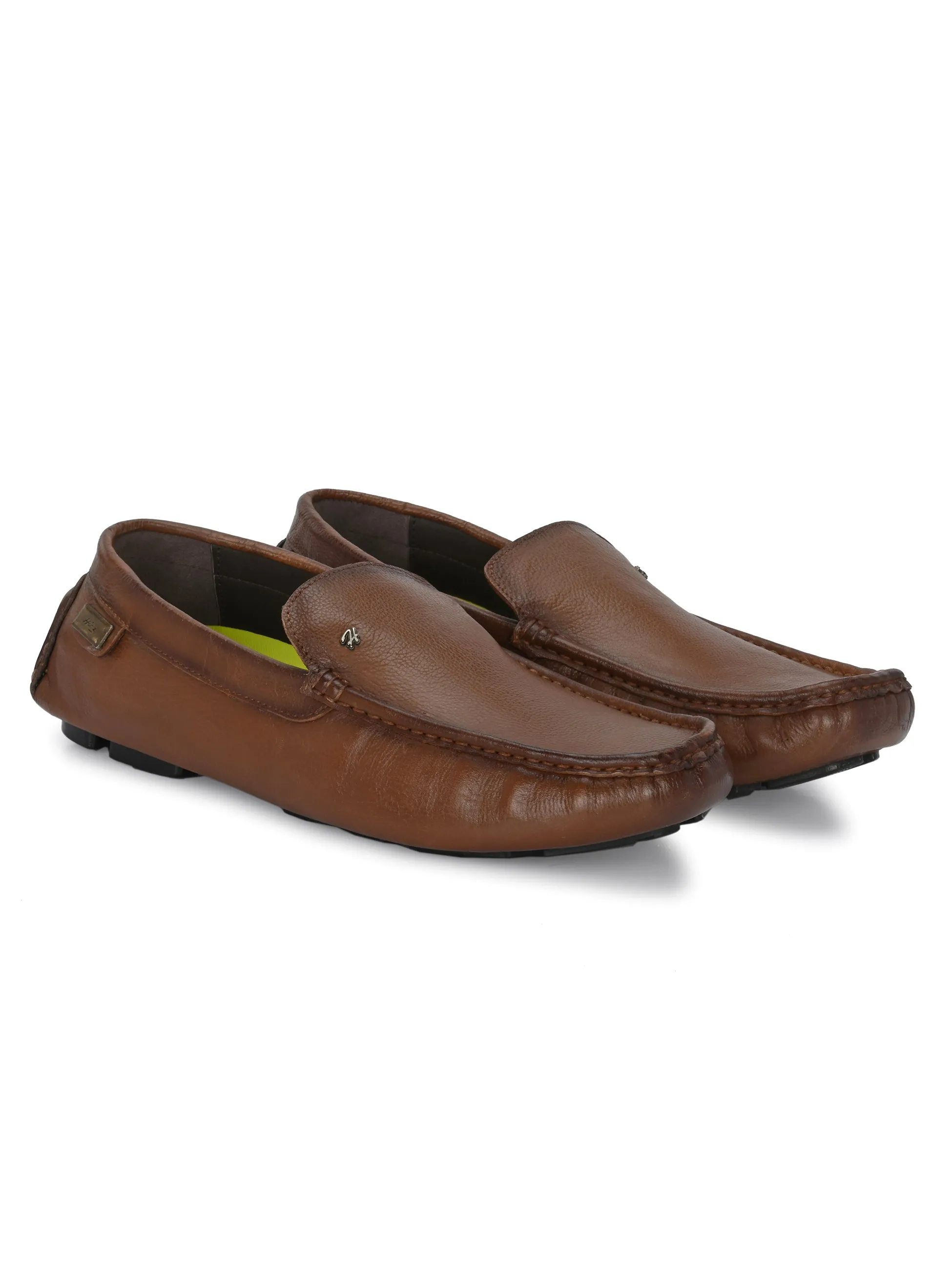 Hitz Men's Tan Leather Casual loafers