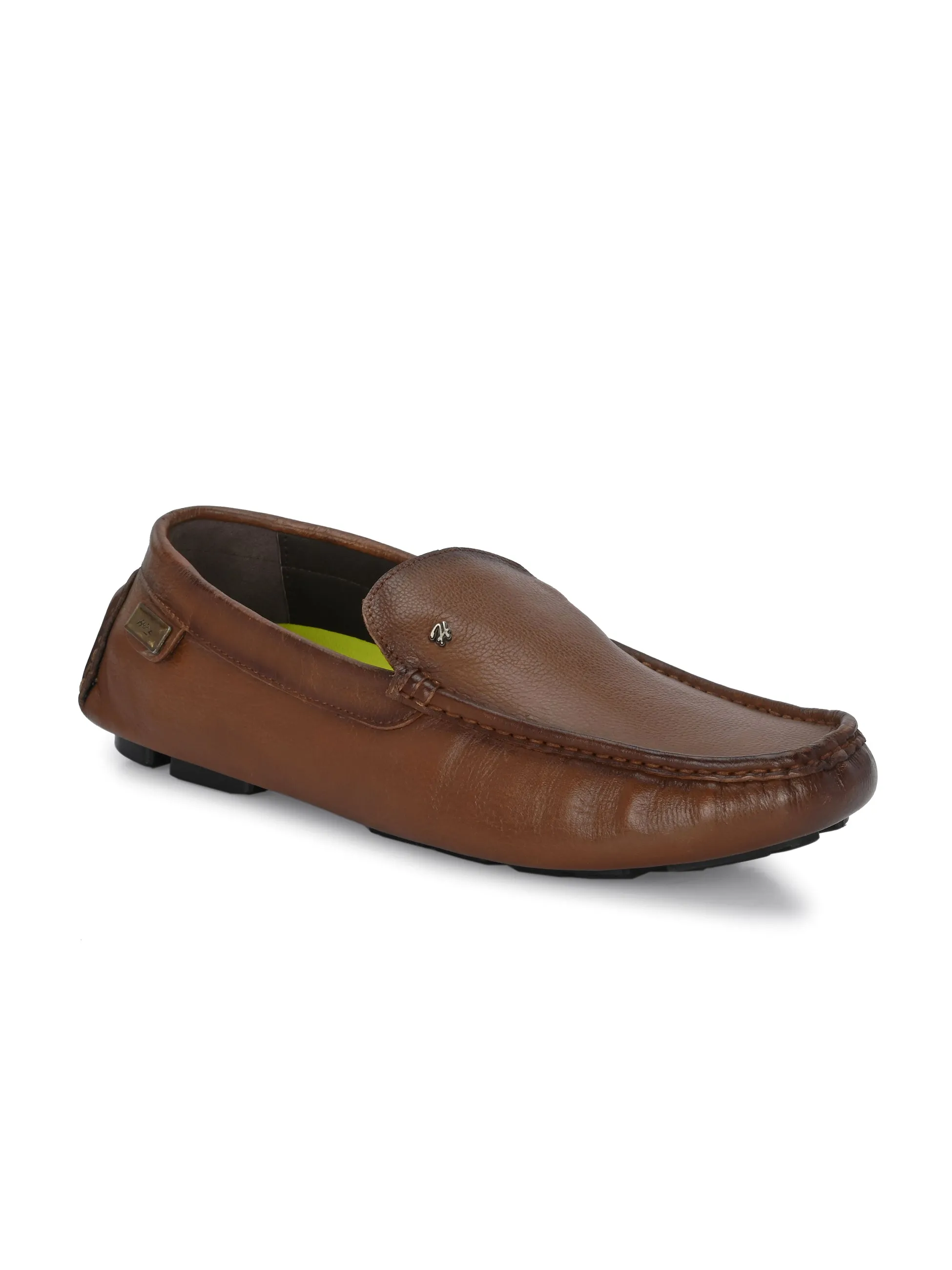 Hitz Men's Tan Leather Casual loafers