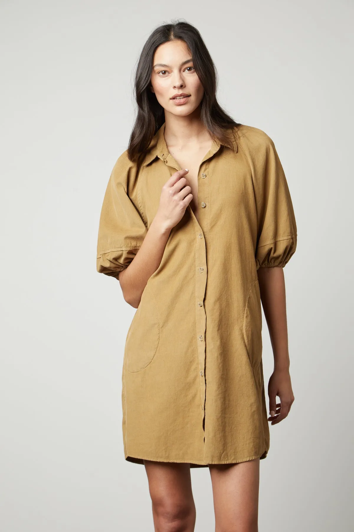 KADY CORDUROY BUTTON-UP DRESS