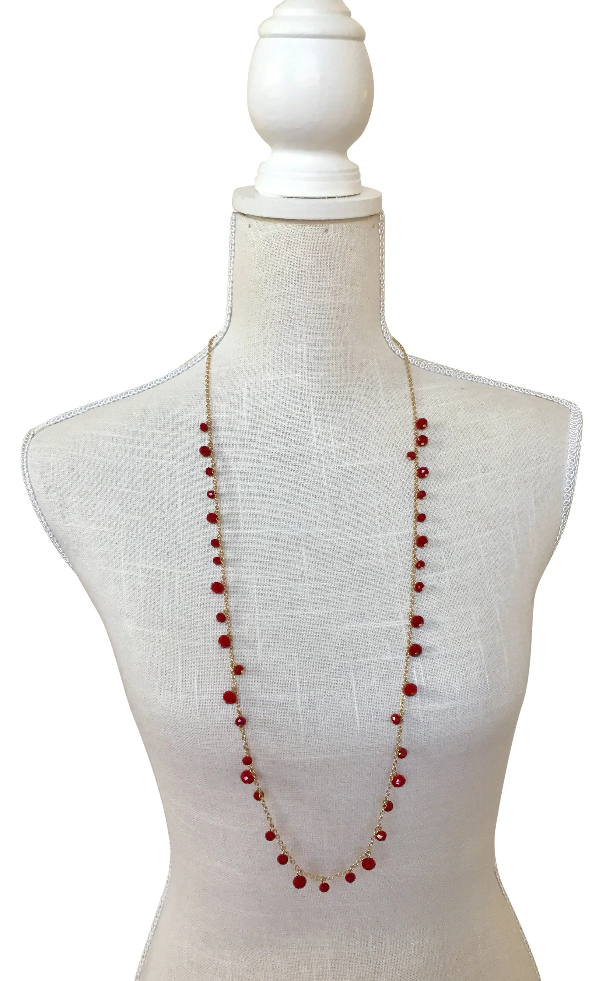 Lourdes Red Bead Classic Chain Necklace