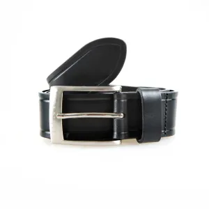 Men’s Heritage Full-Grain Leather Belt with Satin Nickel Buckle and Embossed Edge