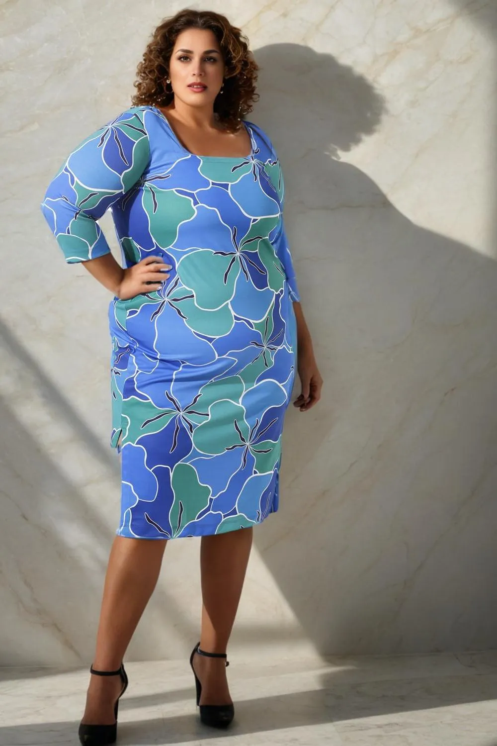 Plus Size Green Floral Bodycon Dress