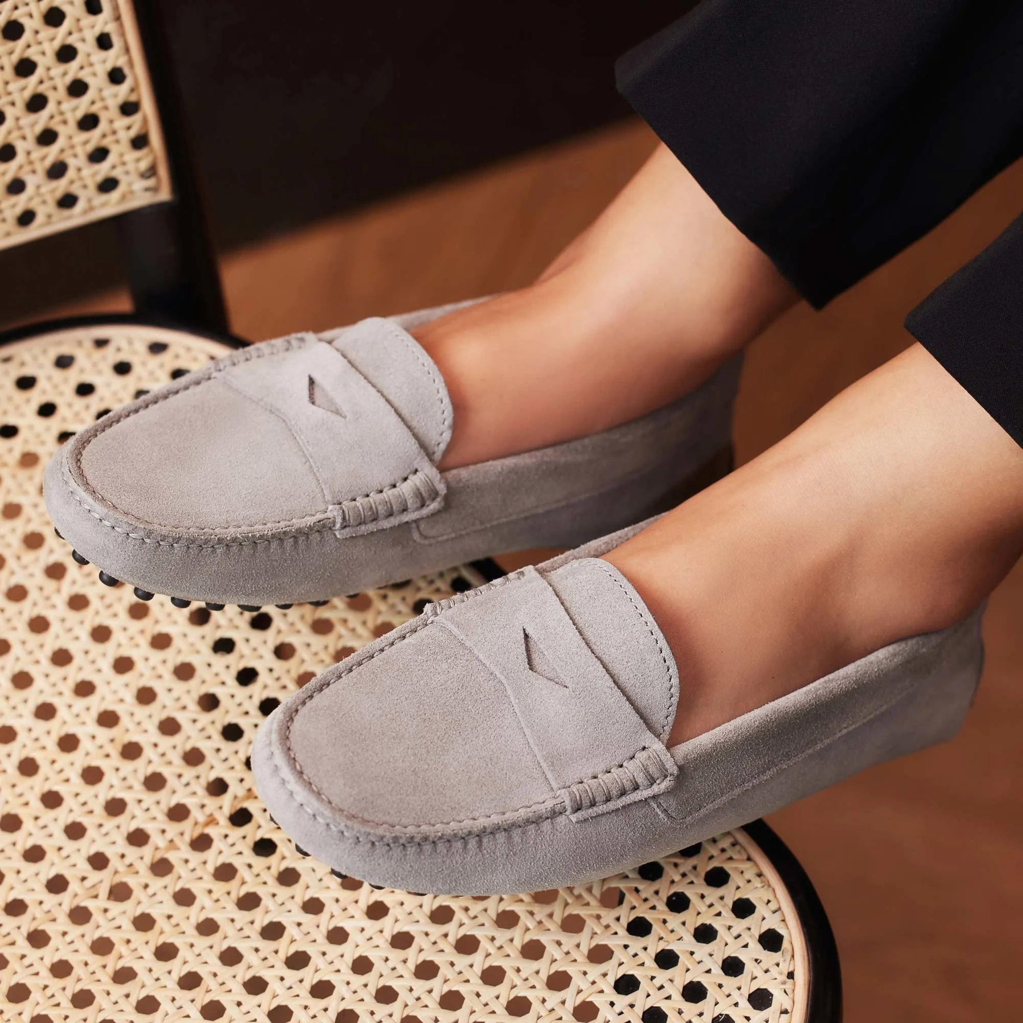 Vendôme Marie grey suede moccasins